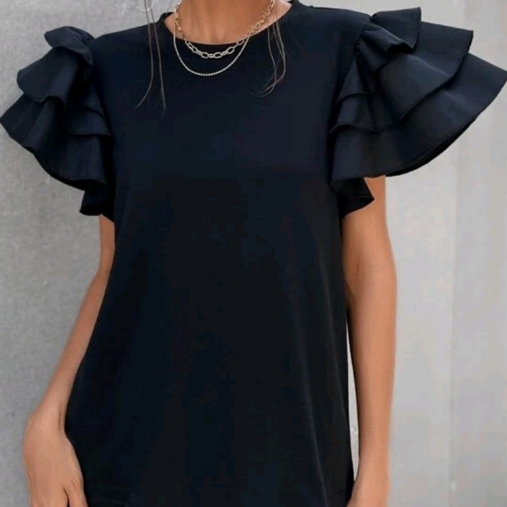 COPY - Layered Butterfly Sleeve Solid Tee